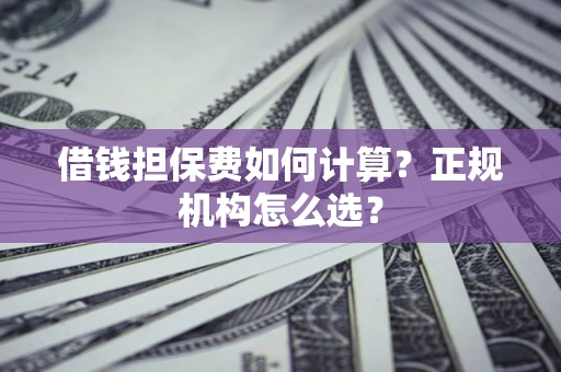 武汉借钱担保费如何计算？正规机构怎么选？